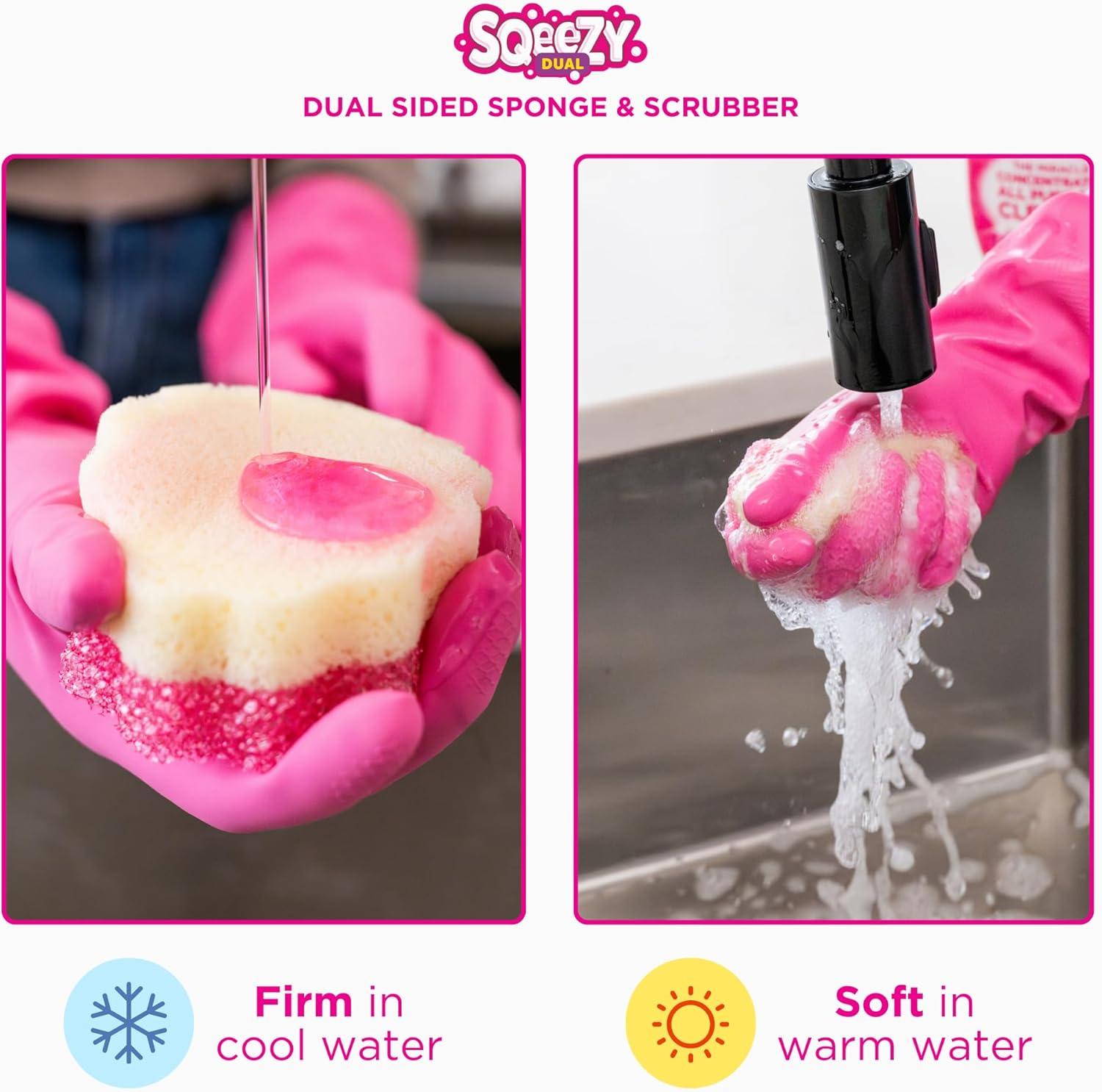 image:imageStardrops The Pink Stuff SQeeZY Miracle Dual Sided Scrubber Sponge Scratch Free Solution for Ultimate Home Cleaning Perfect for Kitchens Bathrooms and Outdoor Use 3Pack
