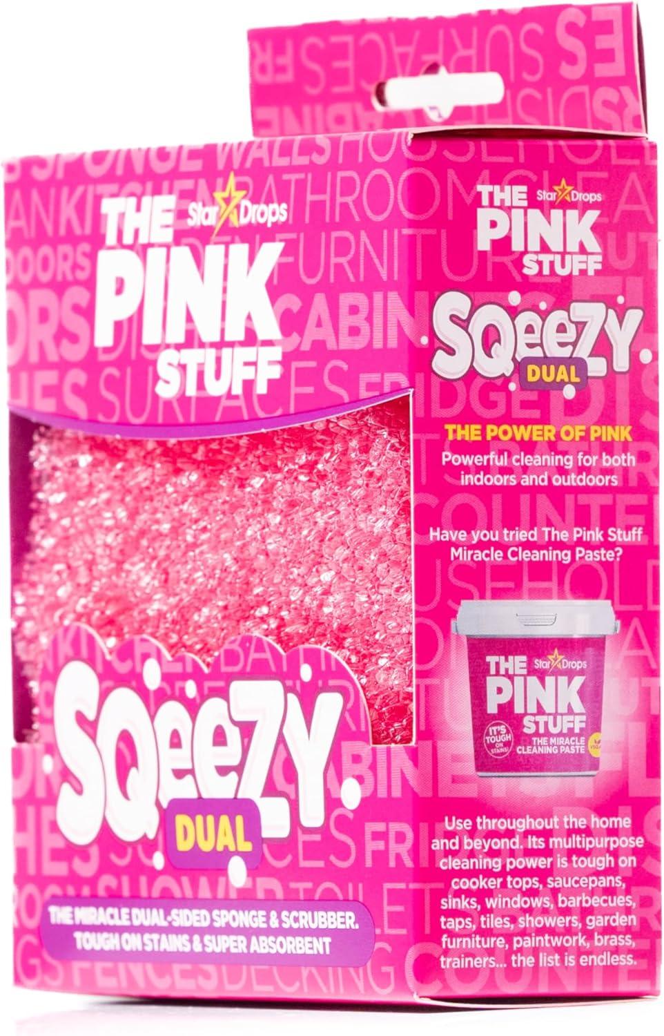 image:imageStardrops The Pink Stuff SQeeZY Miracle Dual Sided Scrubber Sponge Scratch Free Solution for Ultimate Home Cleaning Perfect for Kitchens Bathrooms and Outdoor Use 3Pack
