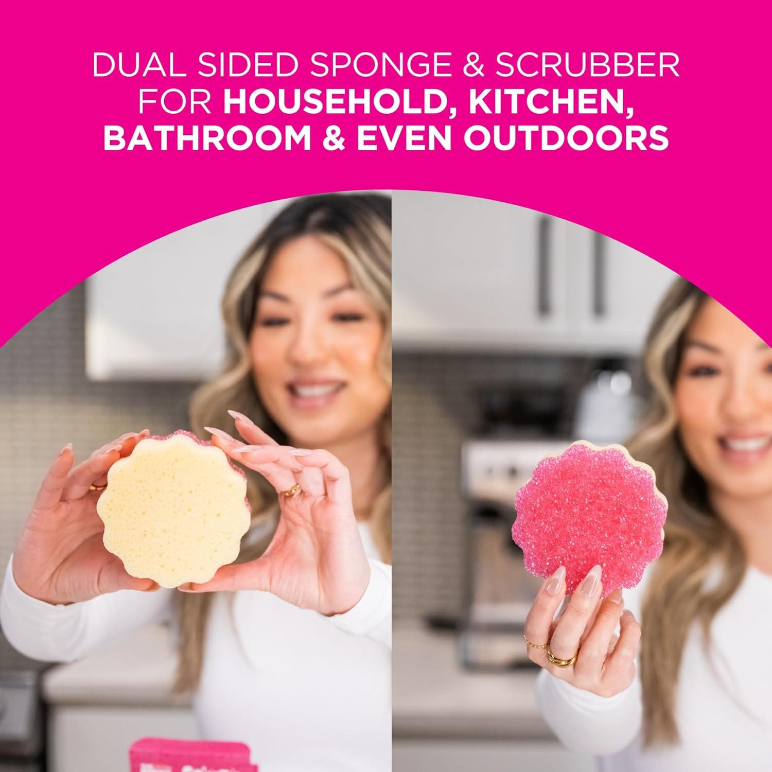 image:imageStardrops The Pink Stuff SQeeZY Miracle Dual Sided Scrubber Sponge Scratch Free Solution for Ultimate Home Cleaning Perfect for Kitchens Bathrooms and Outdoor Use 3Pack