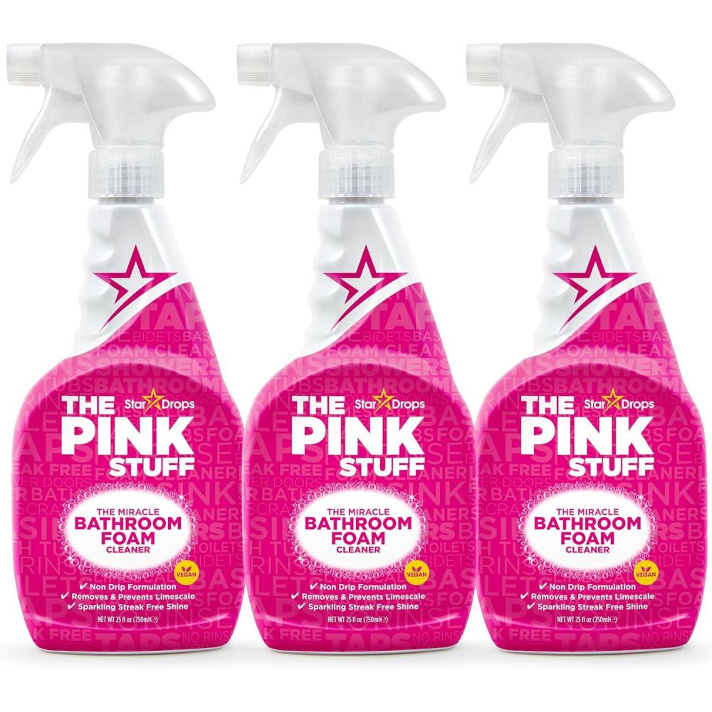 image:imageStardrops  The Pink Stuff  Miracle Bathroom Foam Cleaner 750ml  Baths Tiles Soap Scum Limescale Streak Free2537 Fl Oz Pack of 3