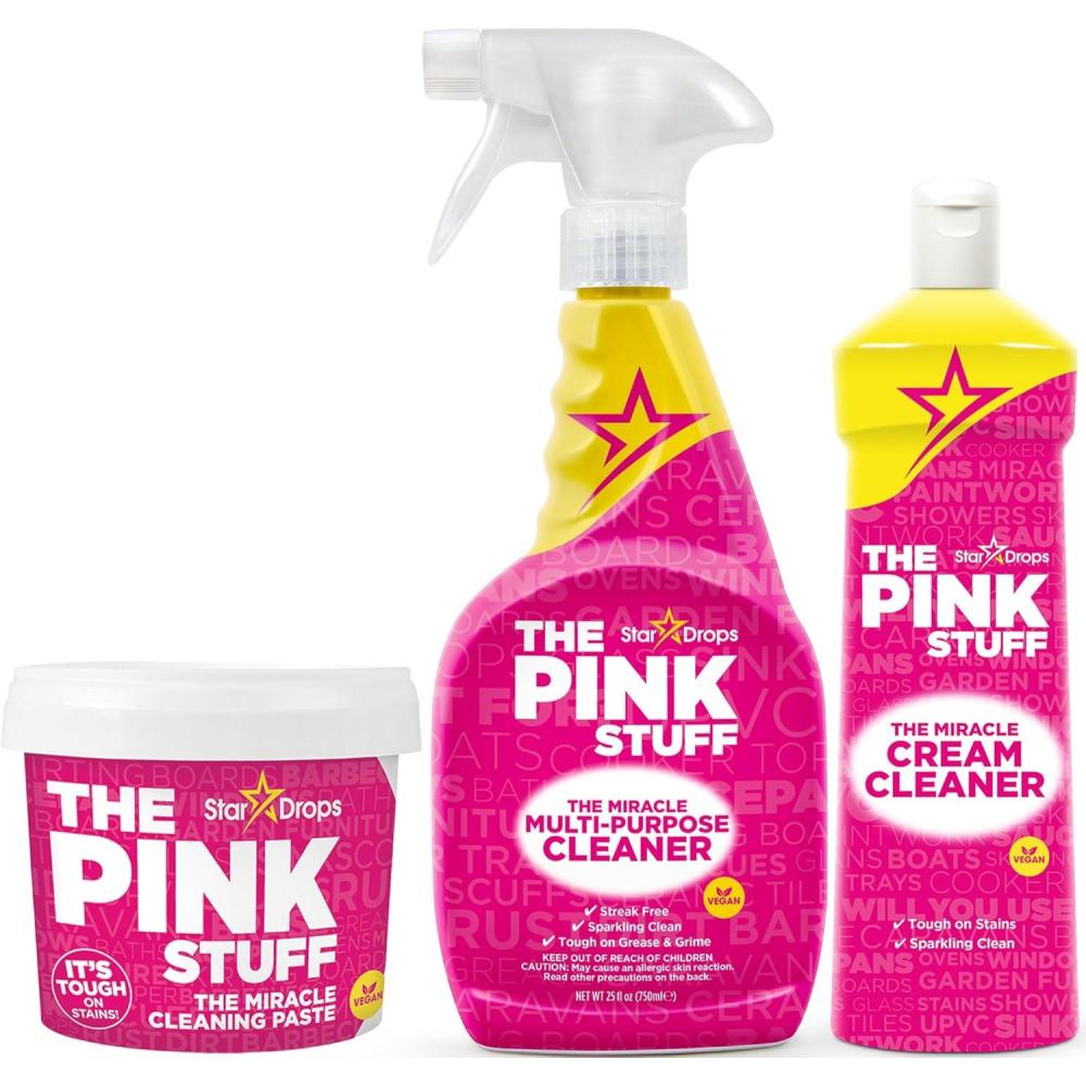 image:imageStardrops The Pink Stuff Miracle Cleaning Bundle  MultiPurpose Paste Spray amp Cream Cleaner 3Pack  Tough on Stains Gentle on Surfaces