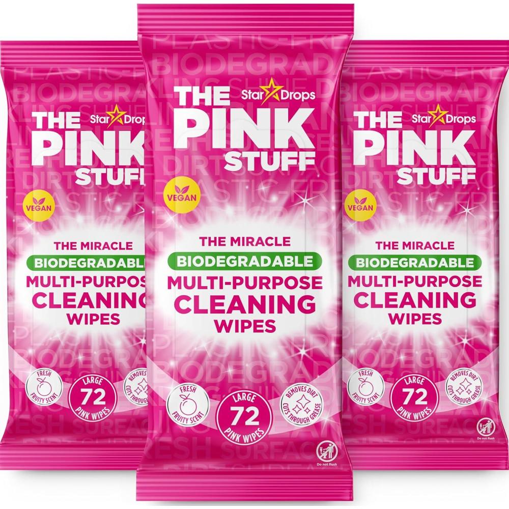 image:imageStardrops The Pink Stuff Miracle MultiPurpose Cleaning Wipes 216 Count Tough on Grease Grime and Dirt AllPurpose Cleaner for Kitchen Bathroom and More