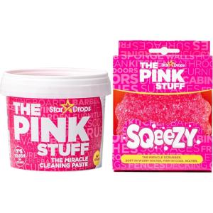 Stardrops – The Pink Stuff Miracle Cleaning Paste & SQeeZY Scrubber Sponge Bundle – All-Purpose, Non-Scratch Cleaner for Kitchens, Bathrooms, Walls, Floors, Pots, Grout, and More(0.5 Ounce (Pack of 2))