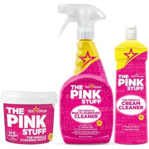Stardrops The Pink Stuff Miracle Cleaning Bundle – Multi-Purpose Paste, Spray & Cream Cleaner (3-Pack) – Tough on Stains, Gentle on Surfaces
