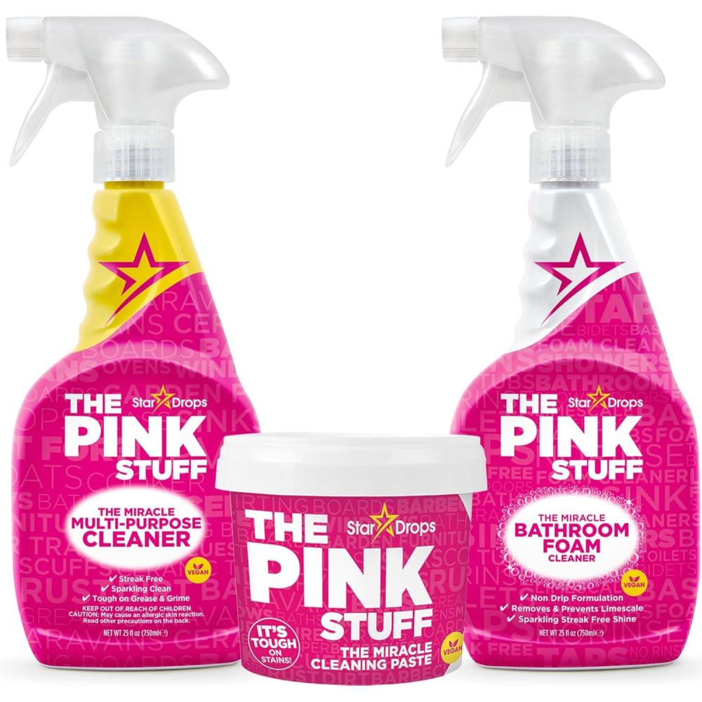 image:imageStardrops The Pink Stuff The Miracle Cleaning Paste MultiPurpose Spray And Bathroom Foam 3Pack Bundle