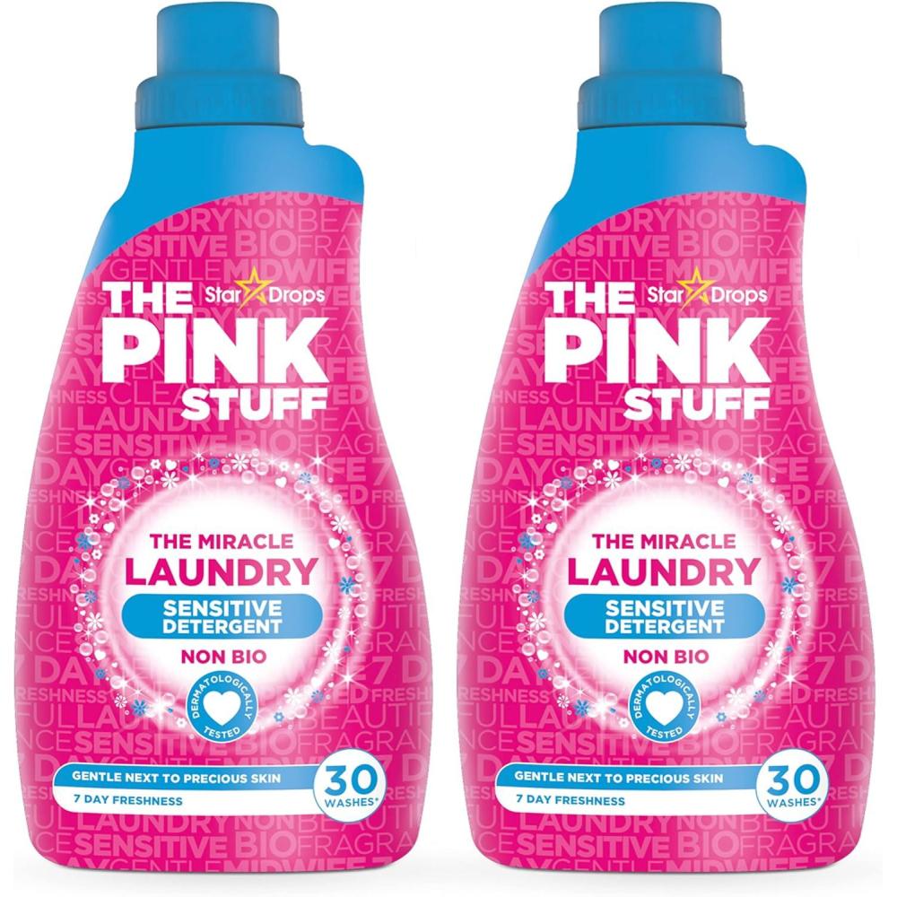 image:imageStardrops The Pink Stuff The Miracle Laundry Sensitive Non Bio Liquid 32oz Pack of 2Rhubarb