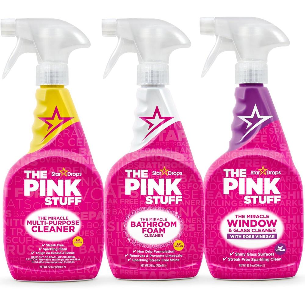 image:imageStardrops The Pink Stuff MultiPurpose Spray Window amp Glass Cleaner and Bathroom Foam Spray Bundle AllinOne Home Cleaning Solution 3Pack