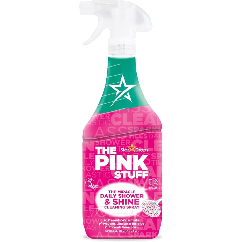 image:imageThe Pink Stuff Miracle Daily Shower amp Shine Spray 30oz Bathroom Cleaner for Glass Tile Mirrors amp Chrome Prevents Soap Scum amp Watermarks No Rinse Spray amp Leave Formula30 Fl Oz Pack of 1