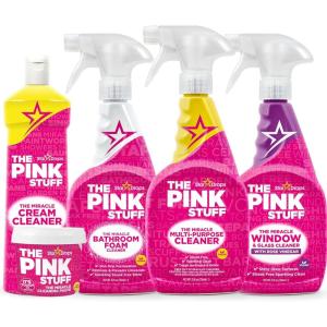 Stardrops – The Pink Stuff – The Miracle Cleaning Paste, Multi-Purpose Spray, Bathroom Foam Spray, Window & Glass Cleaner, and Cream Cleaner Bundle
