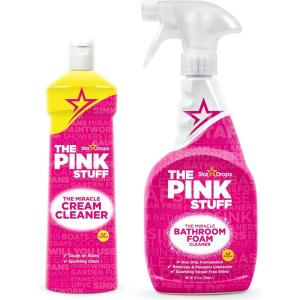 Stardrops – The Pink Stuff -Bathroom Foam Cleaner and Cream Cleaner Bundle (1 Bathroom Foam Spray, 1 Cream Cleaner)