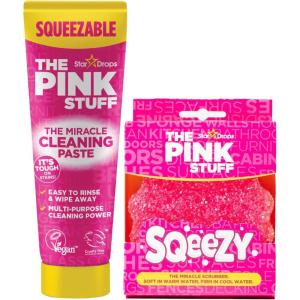 The Pink Stuff Squeezable Cleaning Paste 300g with SQeeZY Scrubber Sponge | Powerful Multi Purpose Surface Cleaner for Kitchen, Bathroom, Cookware, Tiles, Showers, and More(Squeezable Cleaning Paste with SQeeZY Scrubber Sponge)