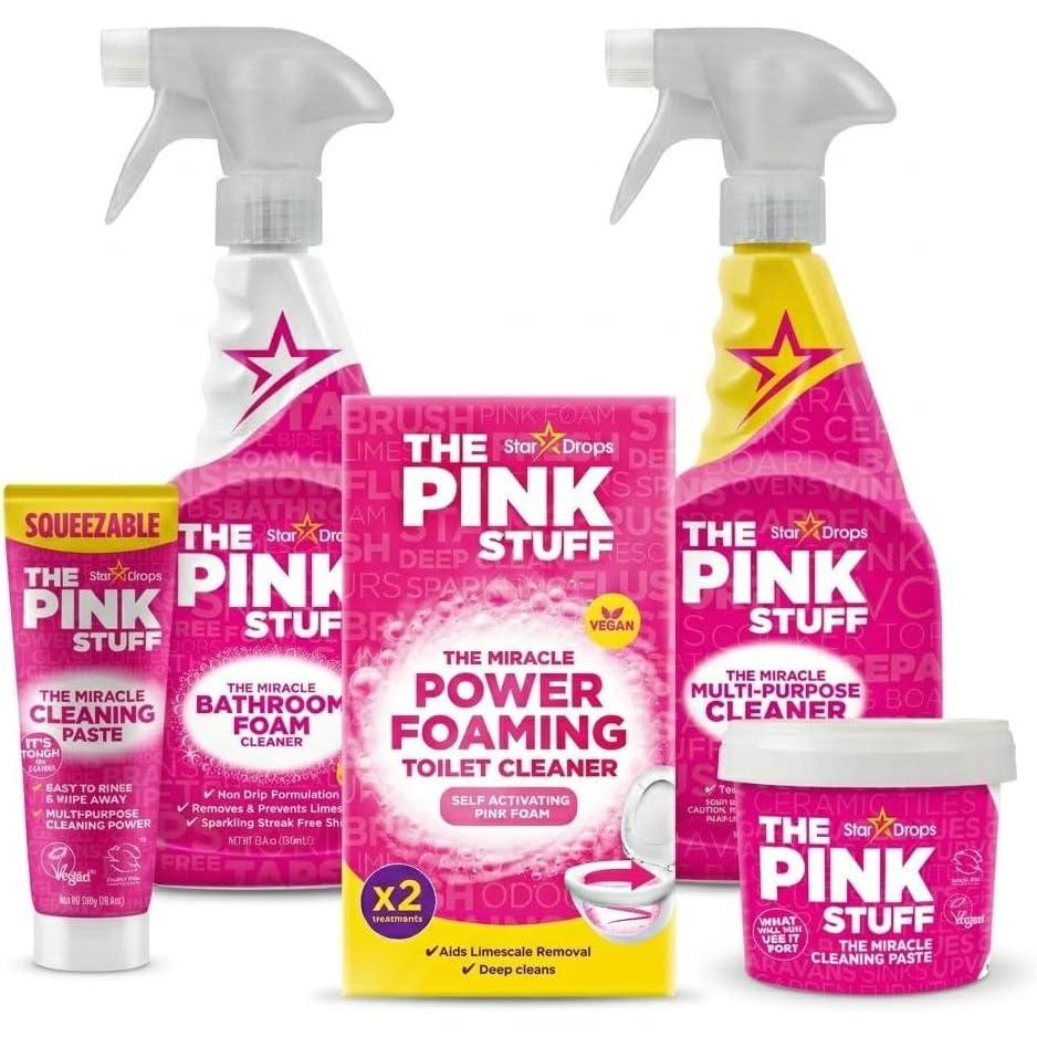 image:imageThe Pink Stuff Cleaning Bundle Kit Squeezable Cleaning Paste Cleaning Paste Toilet Foaming Powder Multi Purpose Spray Bathroom Cleaner Spray Household Cleaning Supplies Set